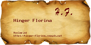 Hinger Florina névjegykártya